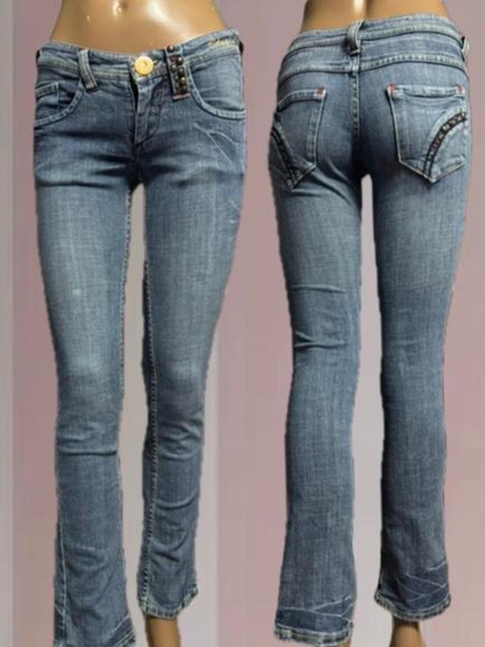 Y2K Studded LOW RISE Slim-Bootcut Jeans